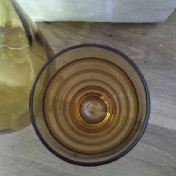 Vintage Amber Glass Pitcher with Set of 2 Glasses - Picture 6 of 7